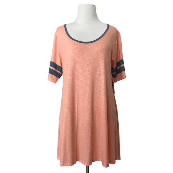 NWT Lularoe Perfect T Size S peach blue solid heather Tee Shirt Swing Top - Picture 1 of 7